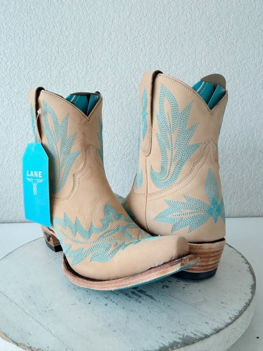 Lane LEXINGTON Womens Sand and Stream Cowboy Bootie Western Cowgirl Boots Sz 8.5